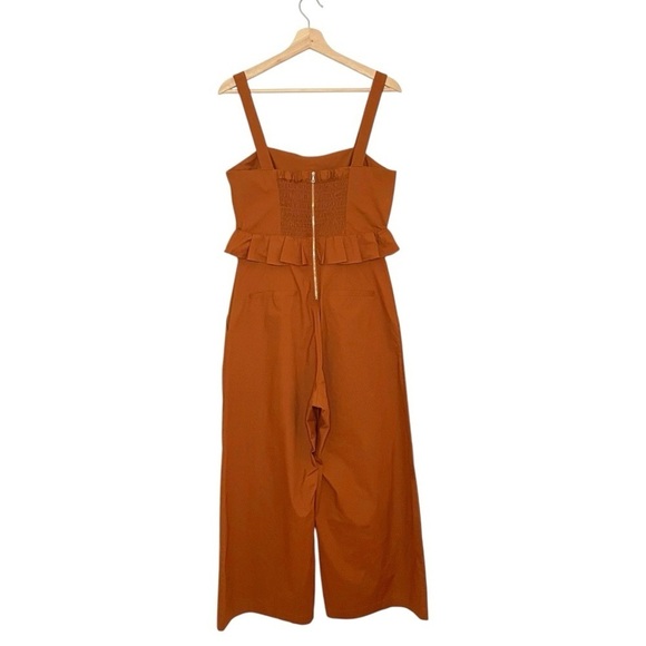 Sea New York Leia Ruffle Peplum Waist Wide Leg Crop Jumpsuit Rust 10 - Picture 4 of 15